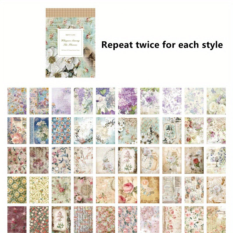 100pcs Vintage Private Collection Series Background Paper Pack