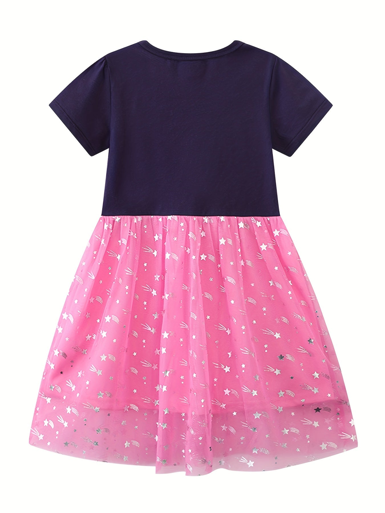 Baby Girls Unicorn Graphic Print Short Sleeve Mesh Dress