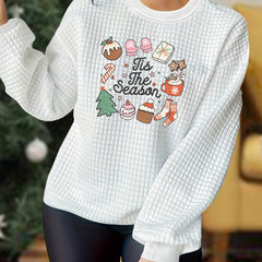 Christmas Casual Loungewear Top Women's Plus Graphic Slogan Print