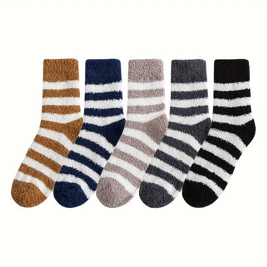 5 Pairs Fuzzy Slipper Socks Winter Cozy Warm Home Sleeping Socks