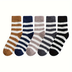 5 Pairs Fuzzy Slipper Socks Winter Cozy Warm Home Sleeping Socks