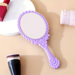 Antique Flower Handheld Mirror for Girls Travel Makeup Beauty