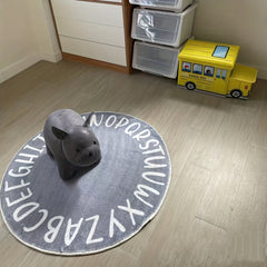 Soft Colorful Alphabet Shaggy Round Rug for Bedroom & Living Room