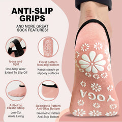 Yoga Socks Women Non Slip Grips Cross Strap Pilates Fitness Ballet