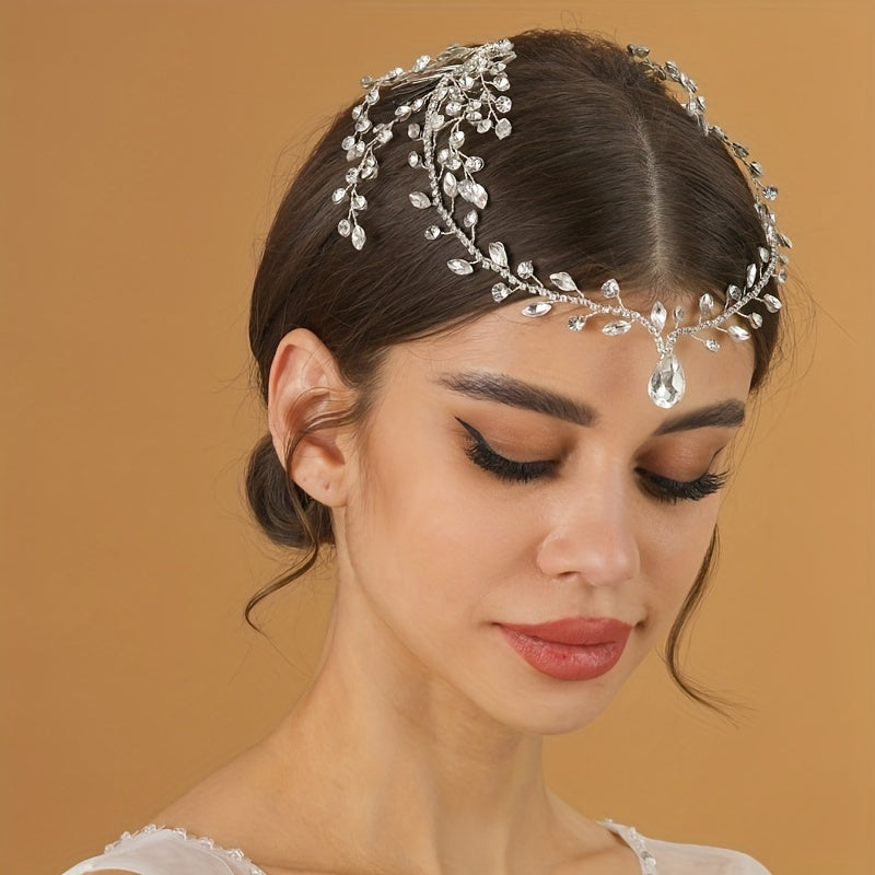 Bridal Crystal Flower Headband for Women Bride Wedding Hair Accessories