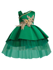 Girls Mesh Patchwork Princess Dress for Christmas Evening Party