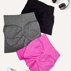 3pcs Seamless Yoga Sports Set High Waist Shorts Tummy Control