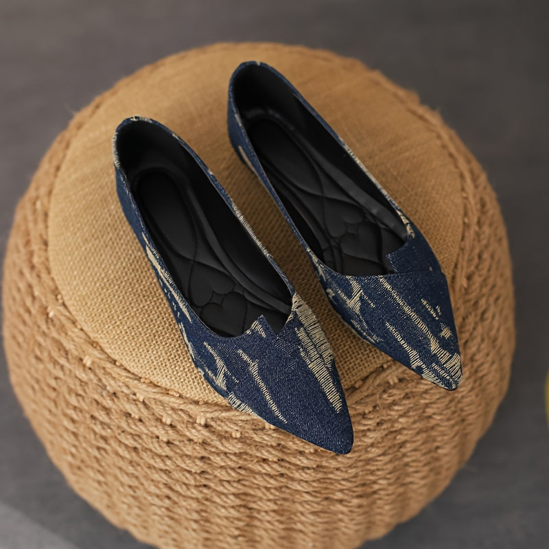 Women's Dark Denim Slip-On Flats Lightweight Walking Shoes