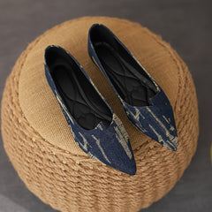 Women's Dark Denim Slip-On Flats Lightweight Walking Shoes