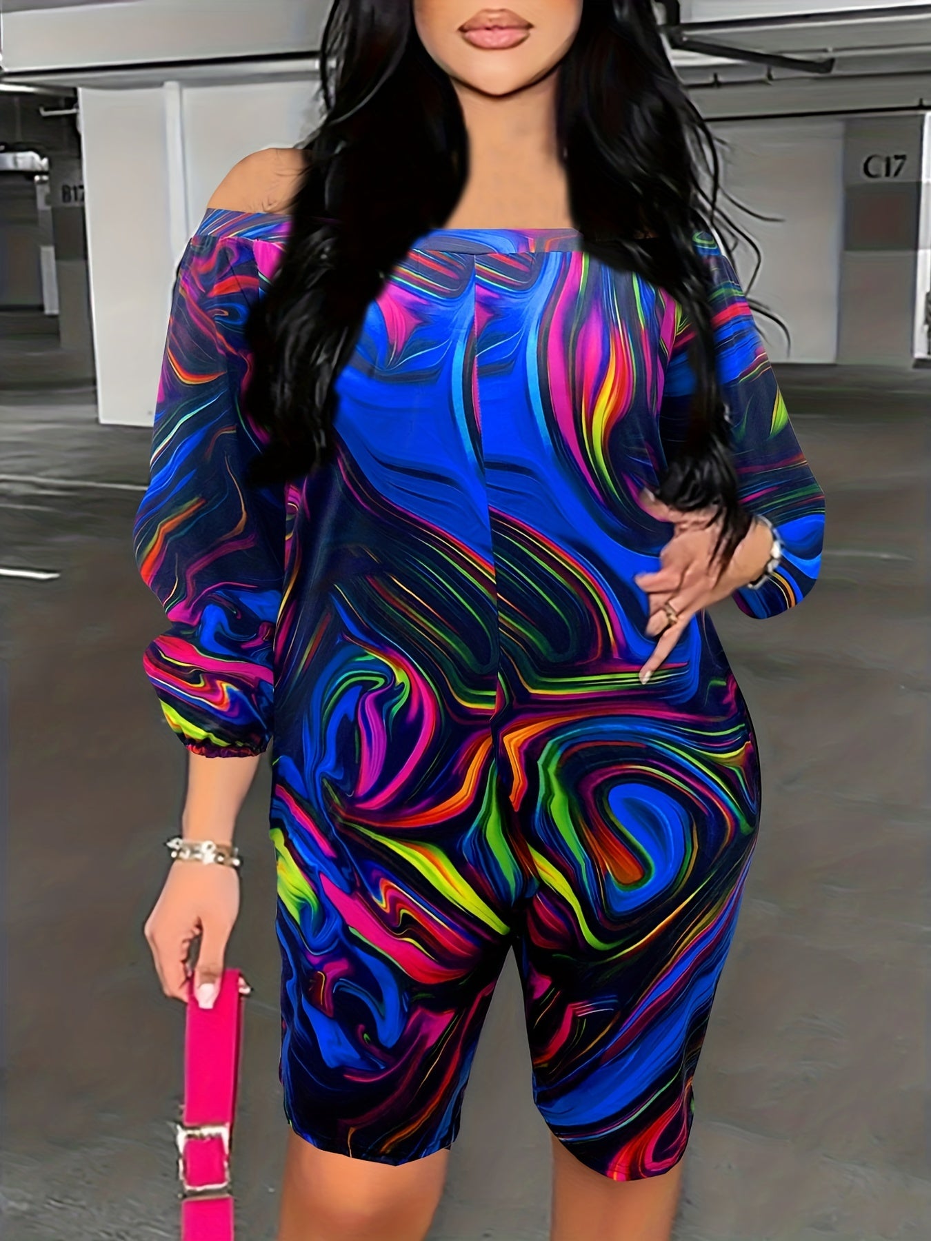 Women's Plus Ombre Off Shoulder Jumpsuit