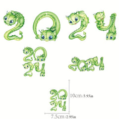 6pcs Green Dragon Ornaments For Tree Decoration