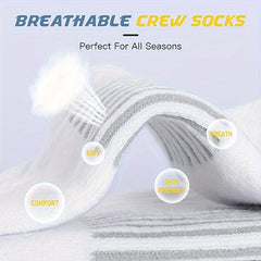 5 Pairs Men's Cotton Cushioned Sports Crew Socks