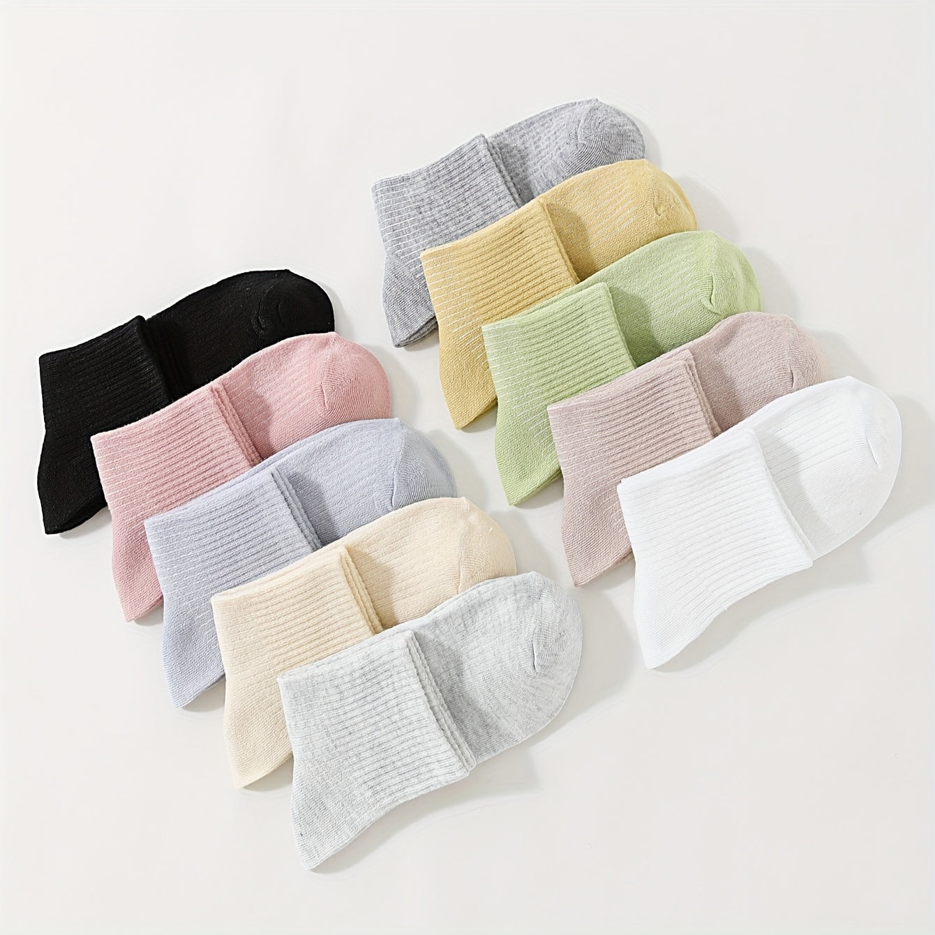 10 Pairs Solid Socks Breathable All match Women's Stockings