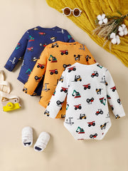 3pcs Cartoon Romper Creeper Clothes For Baby Boys And Girls