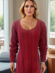 Casual Sweater Dress Women's Plus Solid Jacquard Long Sleeve
