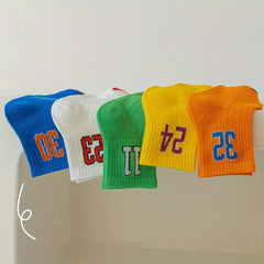 Boy's Letter Crew Socks Comfy Cotton Blend Unisex Casual Style