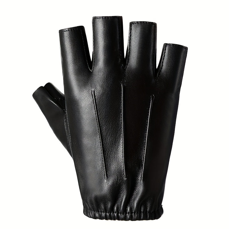 PU Leather Half Finger Gloves Men Women Anti Slip Fitness Sports Gloves
