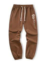 Rose Pattern Joggers With Pockets Men s Casual Waist Drawstring Sweatpants