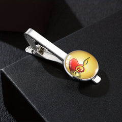 Vintage Piano Keyboard Music Note Round Tie Clip Buckle Gift