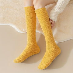 5 Pairs Fuzzy Calf Socks Warm Knee High Stockings