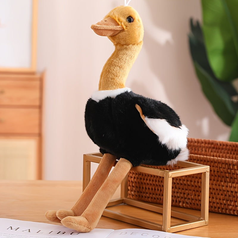 15.75in Ostrich Plush Toy Realistic Stuffed Bird Soft Fluffy Decor