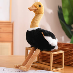 15.75in Ostrich Plush Toy Realistic Stuffed Bird Soft Fluffy Decor