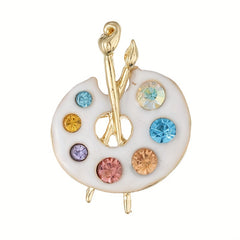 Colorful Soft Enamel Draw Palette Brooch Rhinestone Pin