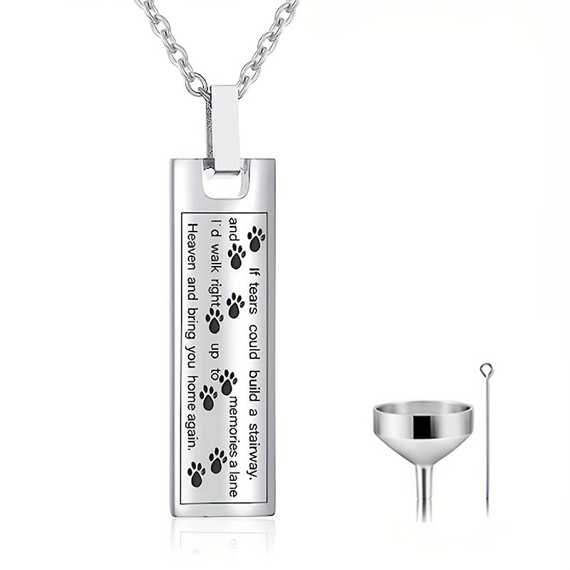 Paw Print Cremation Jewelry Necklace For Pet Ashes