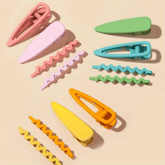 12pcs Cream Hair Clips Set for Baby Girls, Hollow Out Bangs Clip