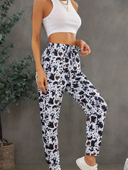 Cow Print Elastic Waist Jogger Pants Women's Activewear