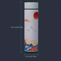 Auspicious Clouds Crane Pattern Insulated Water Bottle 500ml
