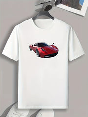 Sports Car Print Men's Graphic T-shirt Casual Tee