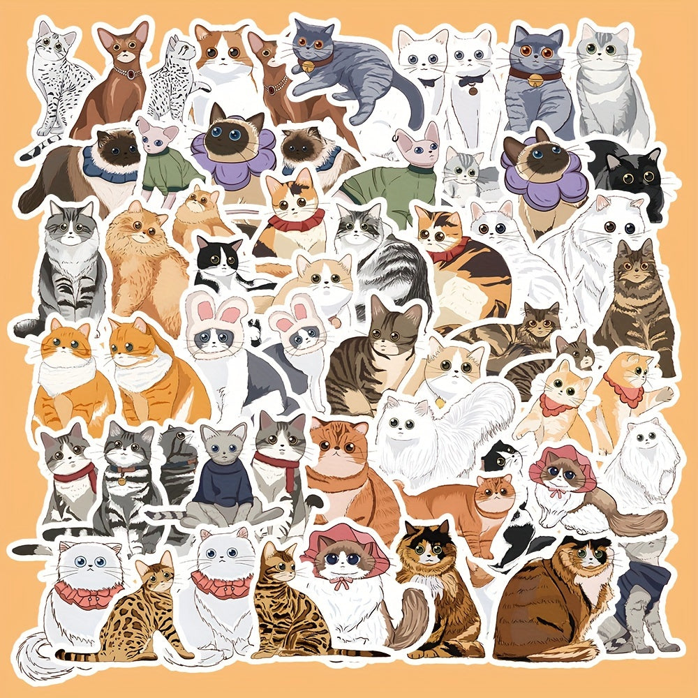 60pcs Cat Series Graffiti Stickers for Laptops Helmets Water Cups DIY Sticker