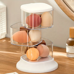 Makeup Sponge Storage Organizer Container with Lid Turntable
