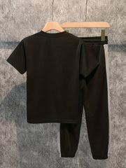 Boys Contrast 2pc Set T-shirt & Pants Casual Sports Clothes