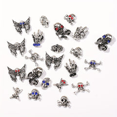 10pcs Halloween Skeleton Rhinestone Nail Charms Set