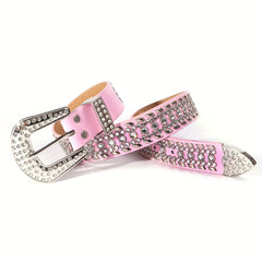 Kids Rhinestone Western Belt Girls Boys Cowgirl Inlaid Diamond Leather