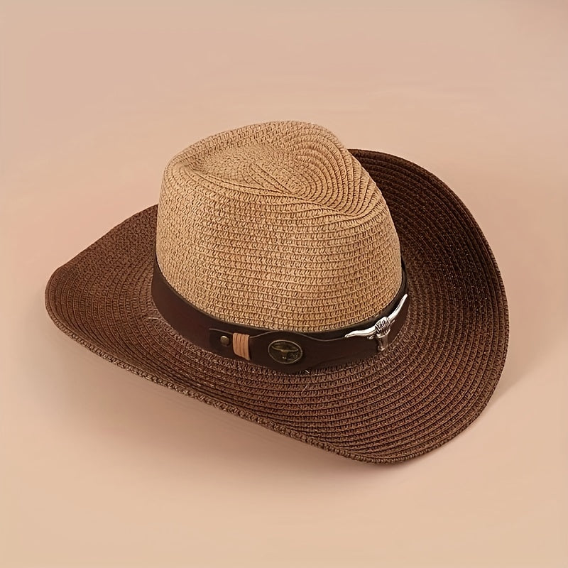 Vintage Jazz Straw Hat Big Brim Sun Beach Cowboy Hat