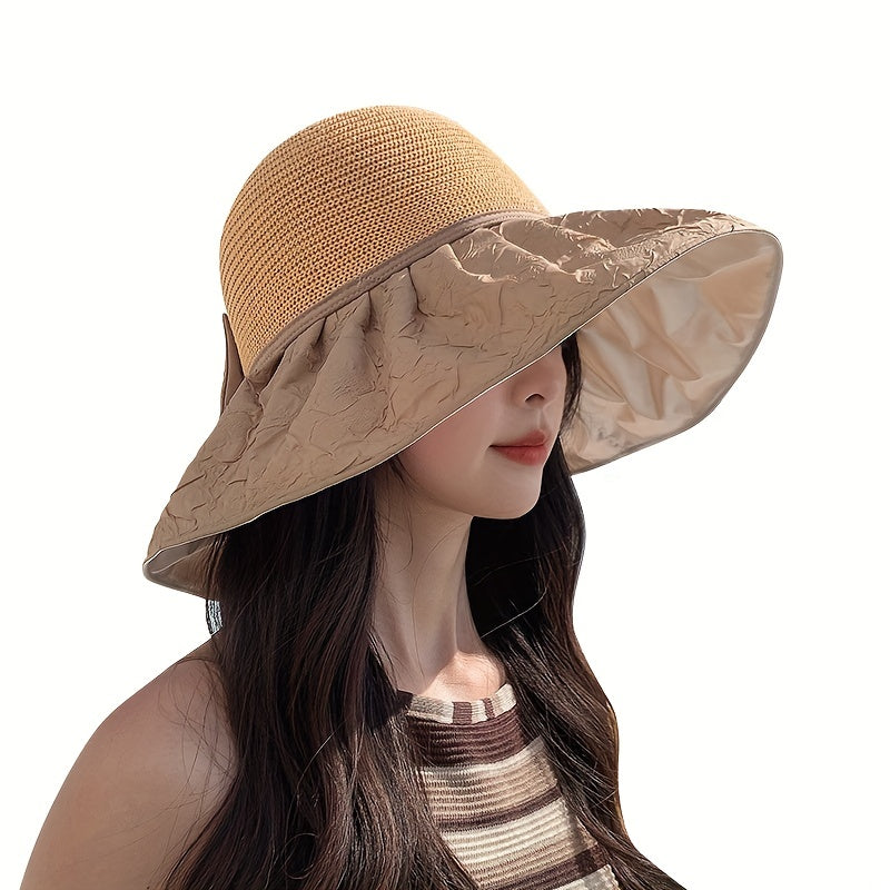 Women's Wide Brim Sun Hat Knitted Bucket Hat