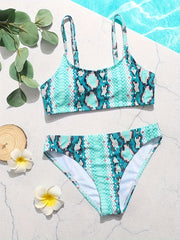 2pcs Girls Snake Skin Bikini Swimsuit Set for Summer Hawaii Gift