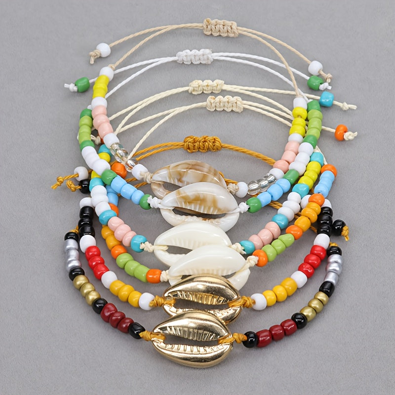 Colorful Acrylic Shell Bracelet with Beads for Girls