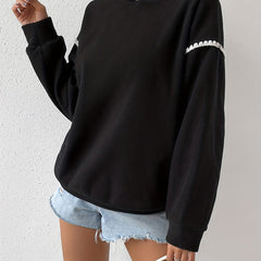 Solid Drop Shoulder Hoodie Casual Long Sleeve Hoodies Sweatshirt