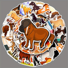 50pcs Dwarf Horse Cartoon Animal Stickers For Phone Journal Water Cup