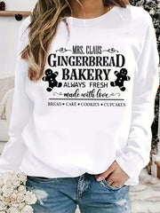 Gingerbread Bakery Sweatshirt Long Sleeve Crew Neck Women's Clothing