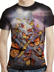 Men's Butterfly Graphic T-shirt Breathable 3D Print Tee