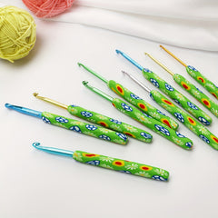 9pcs Colored Soft Handle Crochet Set Ergonomic Soft Grip Crochet Needle Set