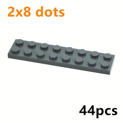 44pcs 2x8 Thin Brick Building Blocks ABS Red Brown Gray Beige Light DIY