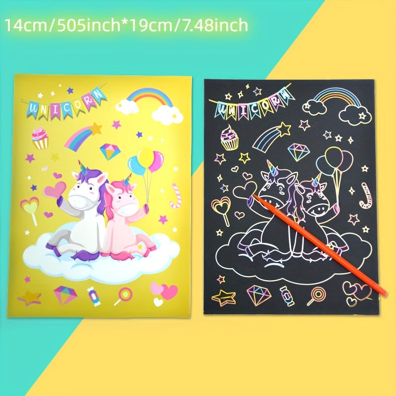 9pcs Children's Cartoon Art Scratching Set