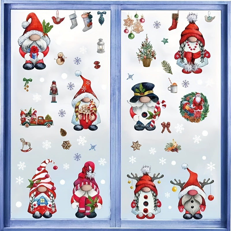 Christmas Window Clings Gnome Snowflake Stickers for Glass Windows