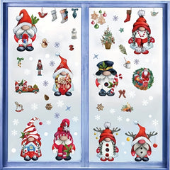 Christmas Window Clings Gnome Snowflake Stickers for Glass Windows